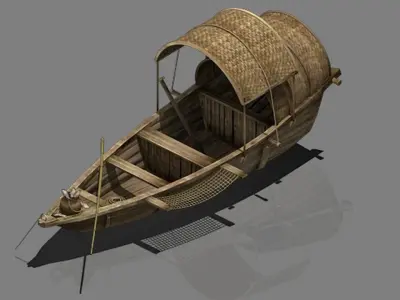 Game Traffic - Small wooden boat 02 3D model