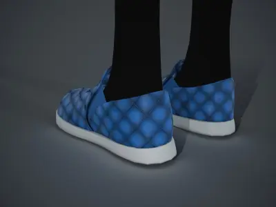 Blue Leather Shoes Style 2  Low-poly 3D model