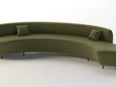 Curved Half Moon Sectional Chaise Lounge Fabric Sofa 3D model