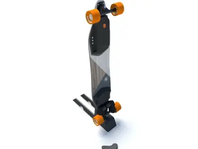 SkateBoosted electric skateboard with orange wheels Low-poly 3D model