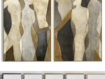 Plaster Two Photo Frame 213 Low-poly 3D model