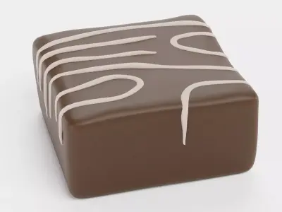 Chocolate Candy V1 - Milk Chocolate Cube with White Drizzle 3D model