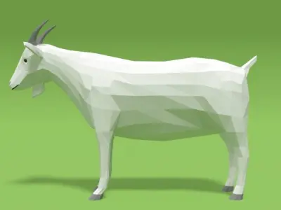 Low Poly Cartoon Goat Low-poly 3D model