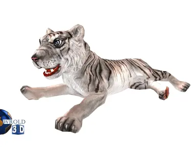 White Tiger Rigged Animated Lowpoly 3D Model Low-poly 3D model