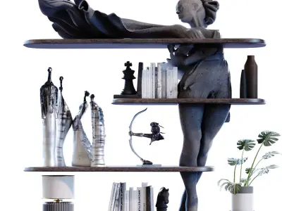  Modern shelf and rack set 785 Low-poly 3D model