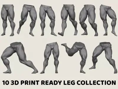 Muscular Man Leg Pose Collection 3D print model