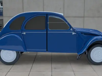 Citroen 2CV Low-poly 3D model