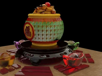 Chinese treasure pot   3D model