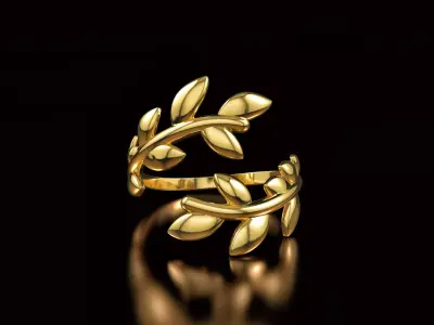 Olive Leaf Ring 3D print model