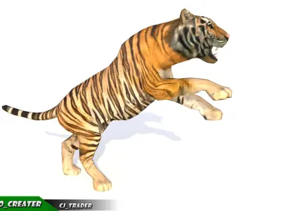 Lowpoly Tiger Animated 3D model Low-poly 3D model