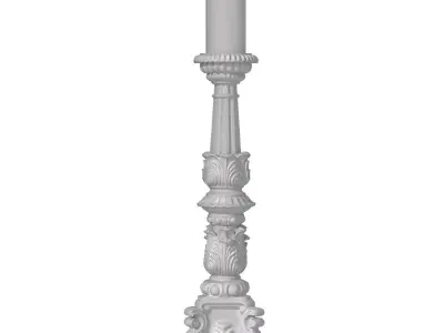 Wooden Aged gilding Rustic Nightstand Candlestick classic style 3D model