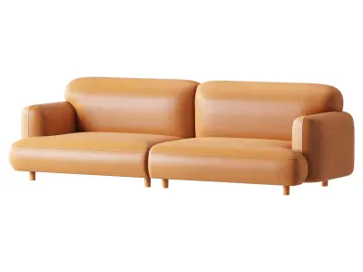 Modern Faux Leather Sofa-2 3D model
