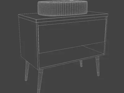 Bathroom cabinet with sink and faucet 3D model