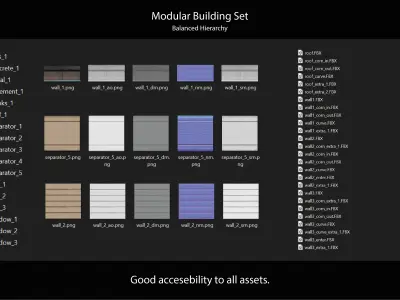 Modular Building Tileset Low-poly 3D model