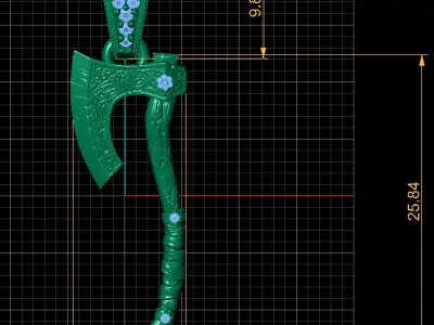 AXE DAIMOND PENDANT 3D PRINTABLE MODEL 3D print model