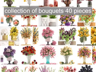 Collection of bouquets 40 pieces 3D model