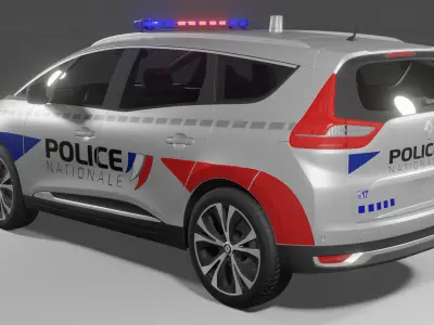 2017 Renault Scenic Grand with French Police Nationale Livery Low-poly 3D model