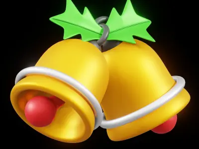 3D Christmas Bells Illustration Free low-poly 3D model