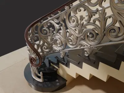 Staircase railings Low-poly 3D model