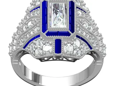 Antique Art Deco Engagement Ring 3 3D print model