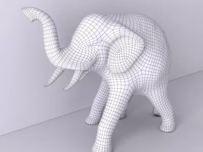 Antique Wooden Carved Elephant 3D model
