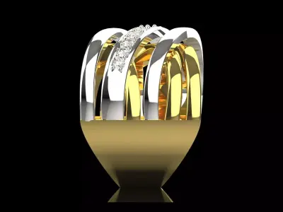 luxury Two-tone Gold stl 3dm Ring Model jr00217 3D print model