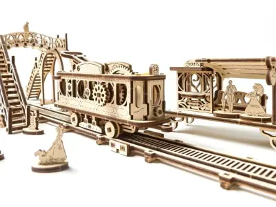 Tram Line - 3D DIY Wooden Mechanical Puzzle Model 3D model