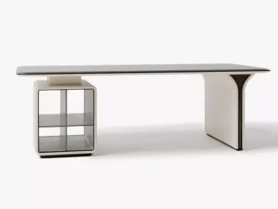Modern Wood and plastic desk 3D model 3D model