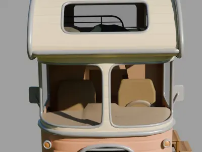 Stylized furnished Caravan-Camper 3D model
