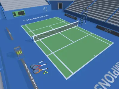 Hyper Casual Tennis Court Low-poly 3D model