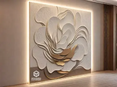 modern panel wall decor set wall relief mural CNC 108 3D model