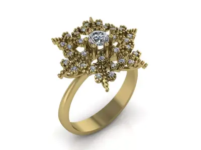 Snowflake Ring Jewelry silver gold 3D print model