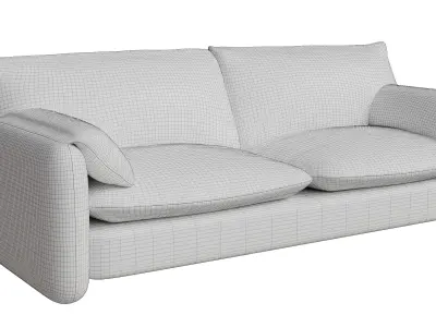 White Fabric Upholstered Sofa 3D model