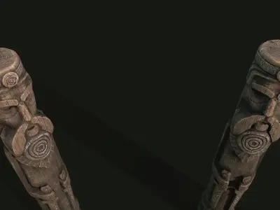 Totem wood 3 pbr 4k  Low-poly 3D model