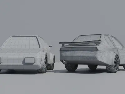car blue  Low-poly 3D model