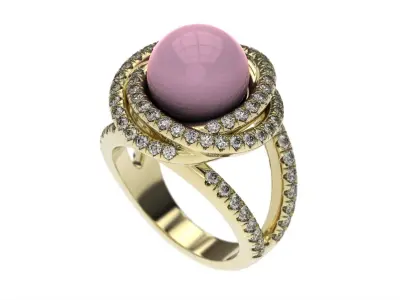 Pearl Engagement Ring 3d printable model  Unique Wedding Ring  3D print model