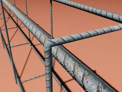 Square Iron Frame - Construction - Armacao de Ferro Low-poly 3D model
