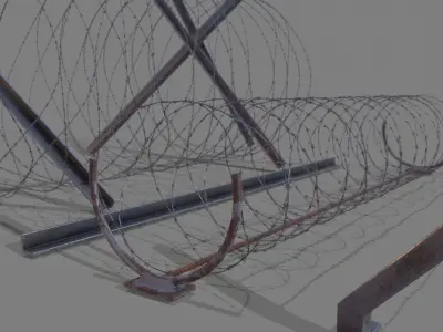Barbed Wire and Brackets Low-poly 3D model