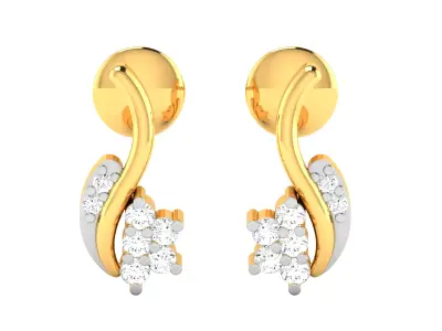 Solitaire Women Earring 3D print model 4