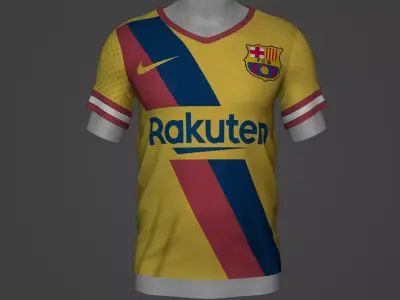 barcelona Football Jersey T-Shirt - Soccer Kit Low-poly 3D model