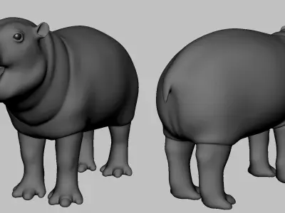 Baby Hippopotamus Low-poly 3D model