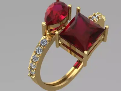 Gilli Square Statement Ring 3D print model