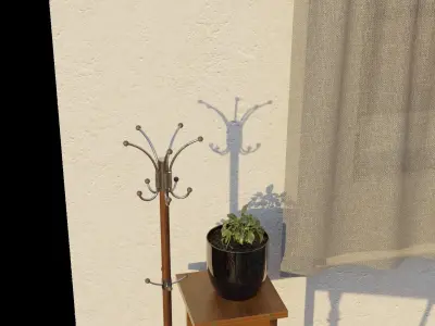 A Bedroom room with bed and table 3D model