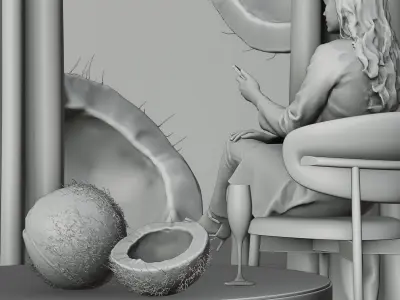 3D Blender Project Interior Coconut Day 3D model