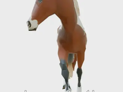 Pinto Arabian Horse 3D Model with Bold Patches Low-poly 3D model