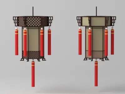 Cartoon Chinese Palace Lantern Low-poly 3D model