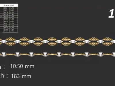 Turkish Jali Bracelet Chain 18 3D print model