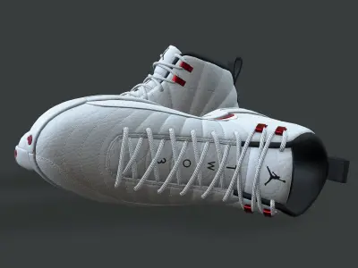 PBR Air Jordan 12-retro sneakers Twist colorway Low-poly 3D model