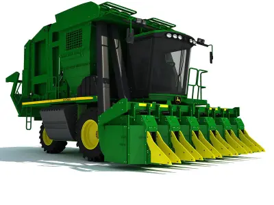 Green John Deere Cotton Picker 3D model