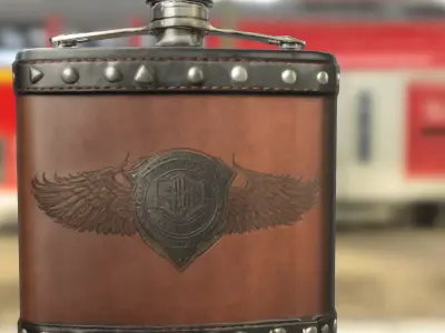 Vintage Metal Flask  Low-poly 3D model